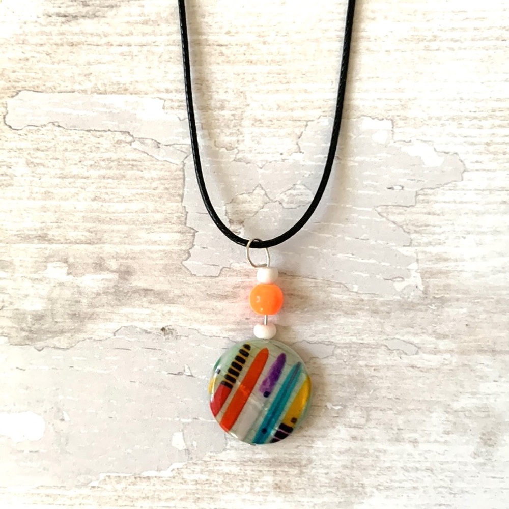 Urban Outfitters Rainbow Feather Stone Orange Necklace Women’s Jewelry NEW